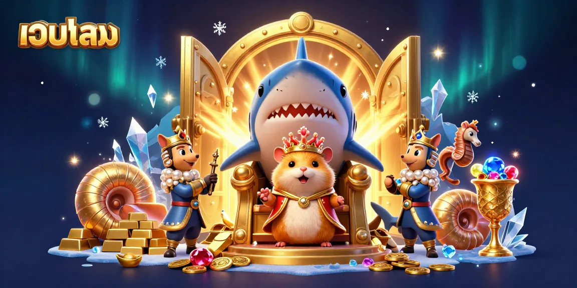 Bets soar with เว็บบอล, a vibrant scene of a golden hamster king and treasures galore amidst a gaming extravaganza.