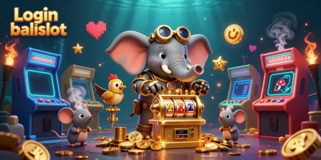 Engage in exciting slot play with Login balislot through a vibrant 3D digital illustration.