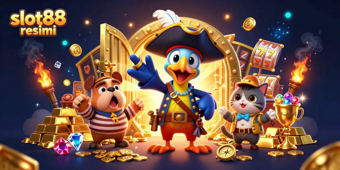 Experience thrilling slot88 resmi action with a colorful pirate-themed slot game scene, filled with treasures and adventure.