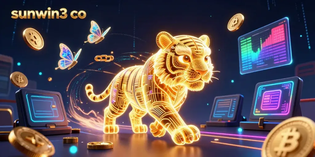 Join sunwin3 co's thrilling adventures in the digital casino realm, featuring crypto icons and vibrant energy.