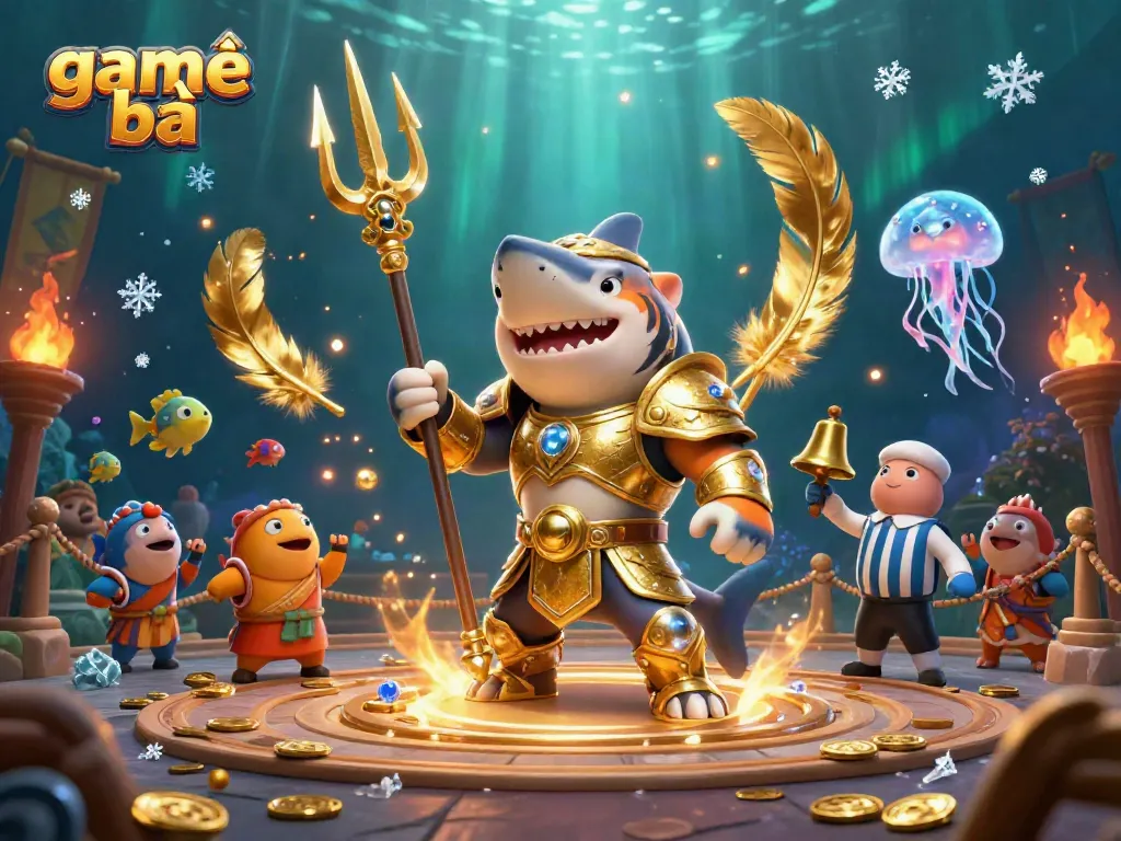 Experience thrilling game bài action with a tiger shark champion in an underwater colosseum arena.