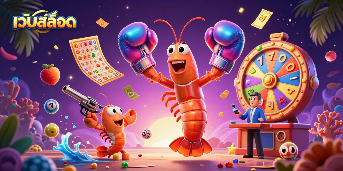 Engage with เว็บสล็อต in a vibrant, dynamic casino scene featuring animated characters and rich interactive elements.