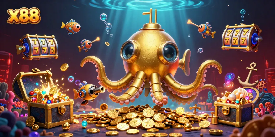 Experience winning slots and jackpots with x88's golden kraken and treasure-filled underwater adventure.