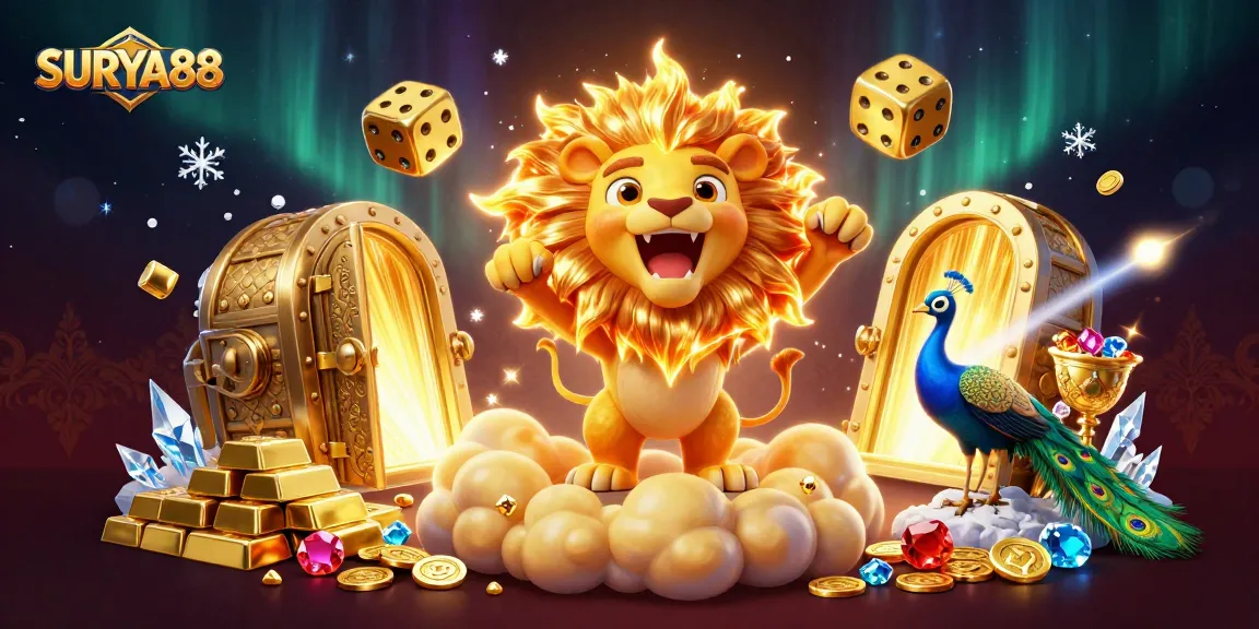 Engage with dynamic SURYA88 casino action featuring vibrant characters and gleaming treasures.