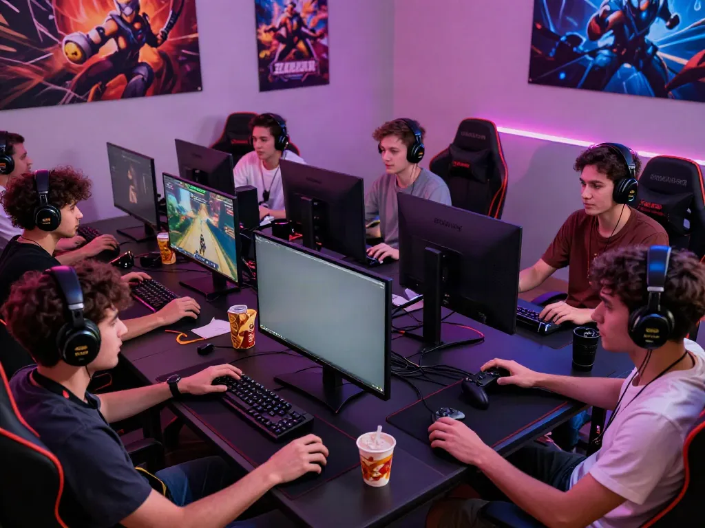 Para gamer antusias bermain di platform Nyonya4D dengan perangkat modern dan suasana menyenangkan.