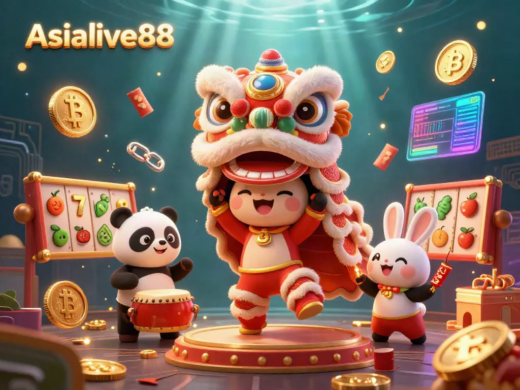 Experience the festive energy of Asialive88 with animated characters and vibrant slot elements.
