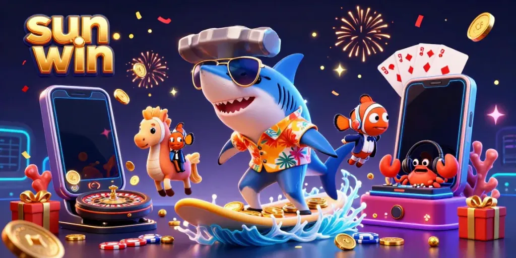 Experience the excitement of sun win with vibrant slot games and festive characters in action.