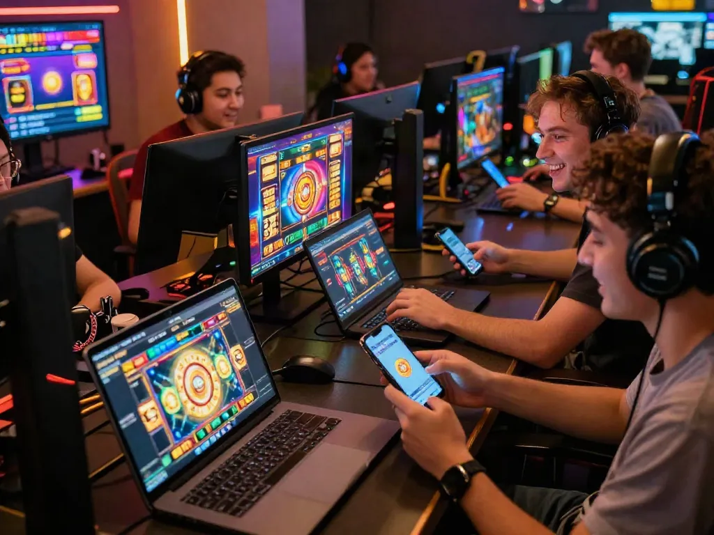 Slot online menghibur dengan pemain bahagia, grafik warna-warni, dan suasana komunitas yang hangat.