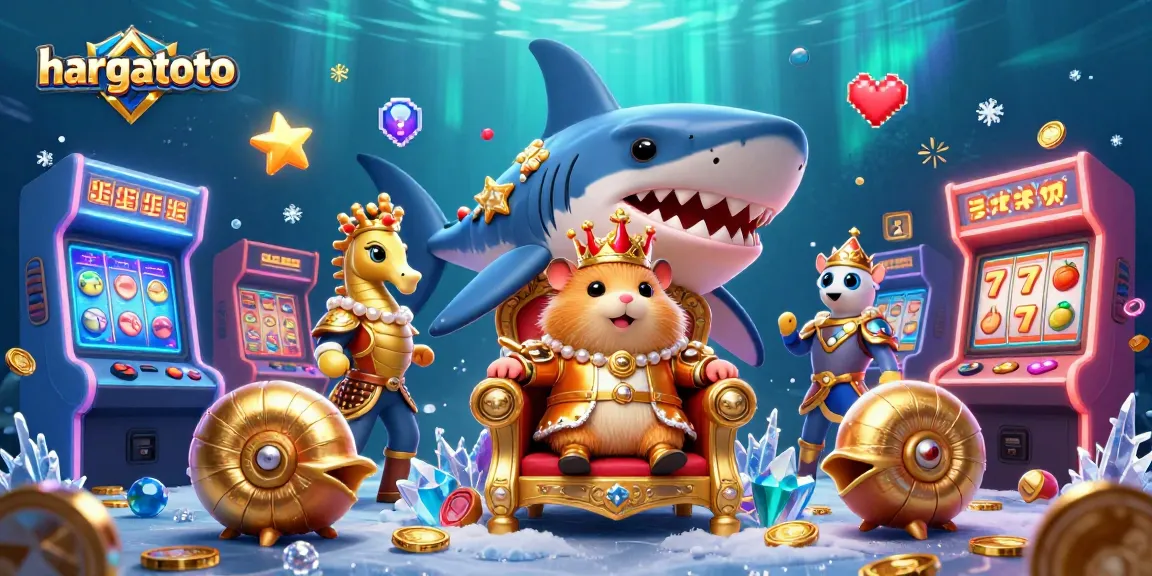Experience the excitement of hargatoto with vibrant casino elements and animated royal characters.