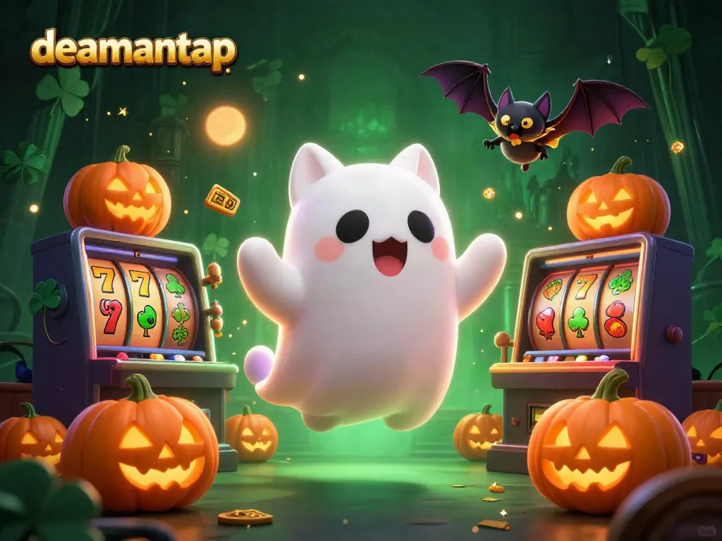 Experience thrilling wins with dealmantap's vibrant 3D casino ghost cat adventure.