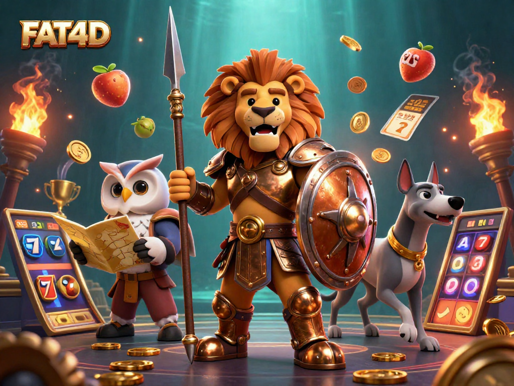 Join FAT4D players in a thrilling slot machine adventure with vibrant characters and dynamic elements.