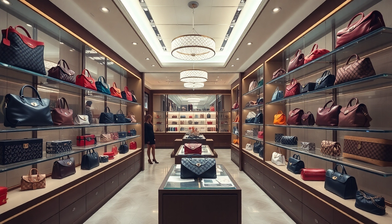 레플리카쇼핑몰의 다양한 명품 가방을 세련되게 전시한 사진