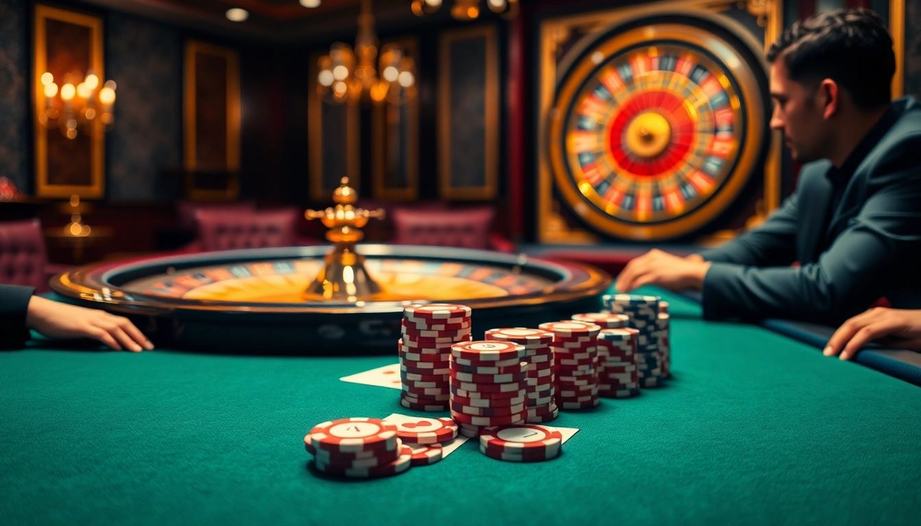 High-stakes poker action at lv88.team with stunning chips and cards in a luxurious setting.