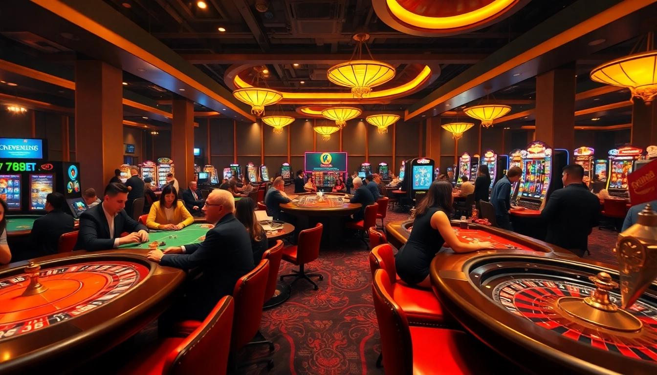 Exciting casino atmosphere at 789BET with players engaged in gaming.