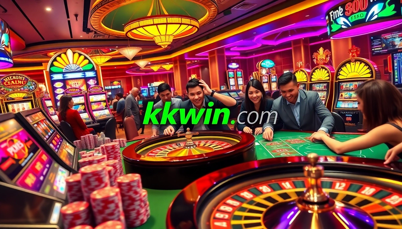 Engaging casino scene at kkwin com with vibrant table games and poker action.