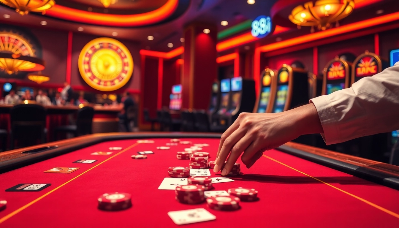Exciting gambling action at a casino setting featuring 88i gaming table.