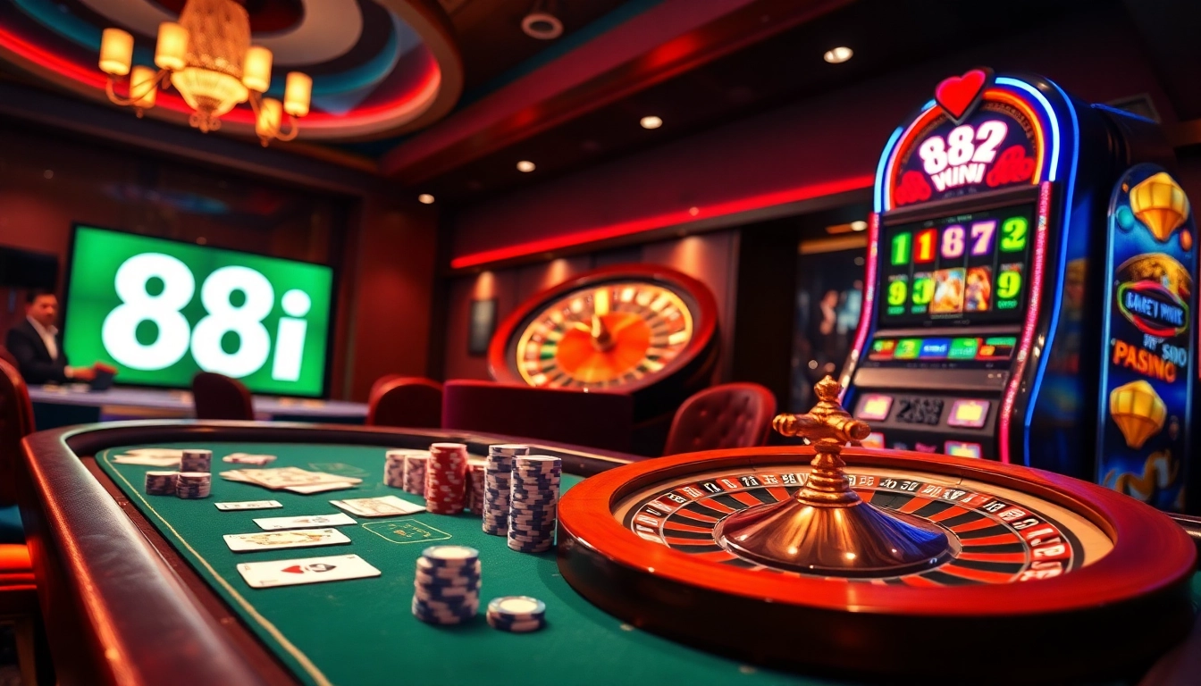 A vibrant poker game at 88i casino showcasing exciting gameplay with chips and cards.