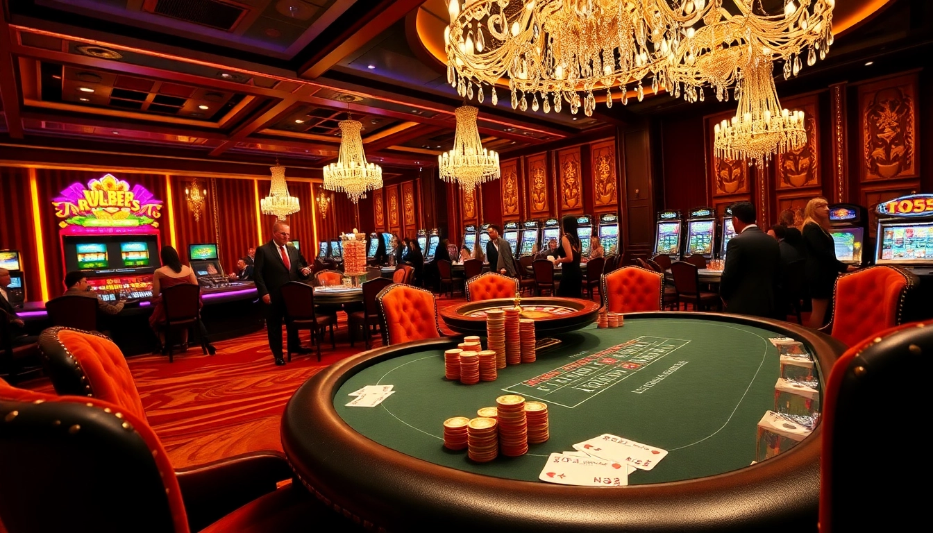 Players enjoying the excitement of 789BET with poker chips and a roulette wheel in action.