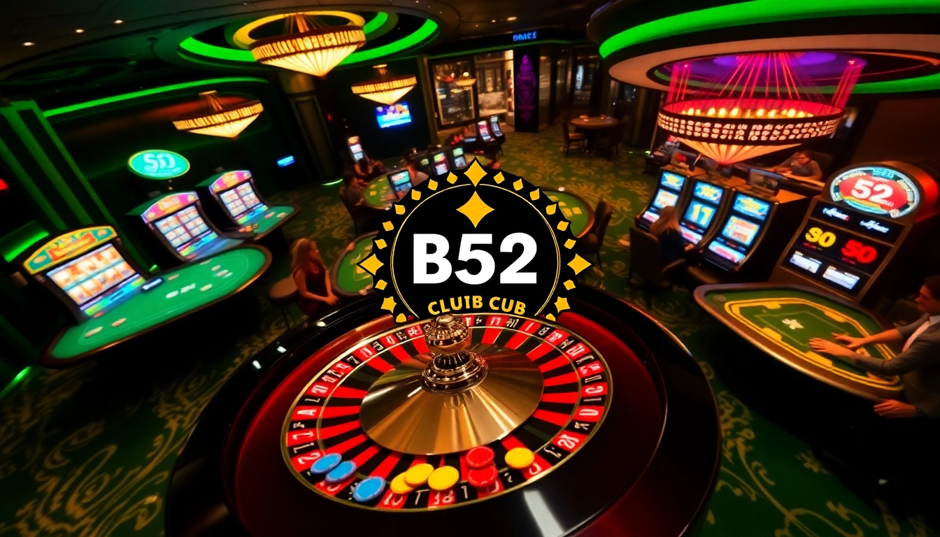 B52club players enjoying a thrilling casino experience at vibrant gaming tables.