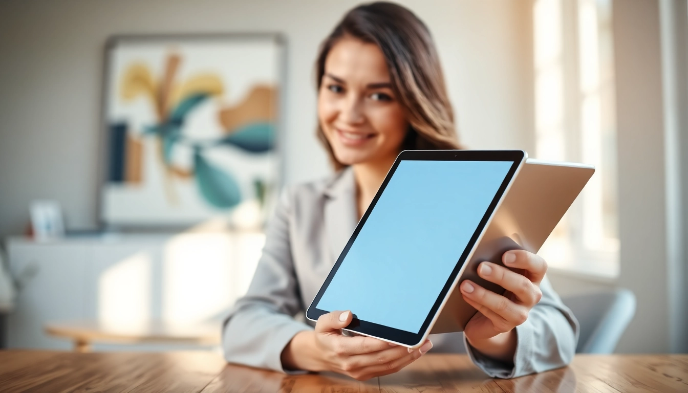 Usando el iPad 10ma generación en un escritorio moderno y elegante.