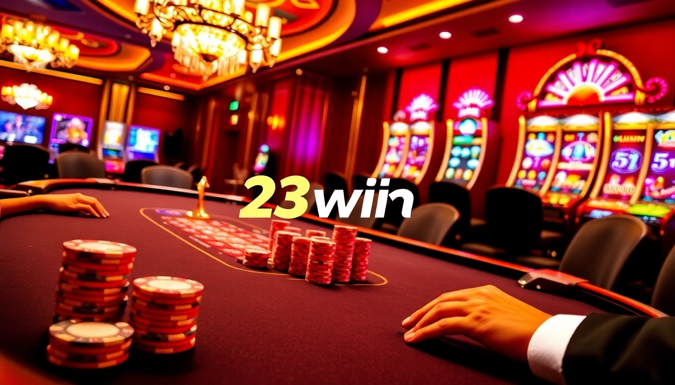 Experience high-stakes excitement at 23win's luxurious blackjack table with colorful chips.
