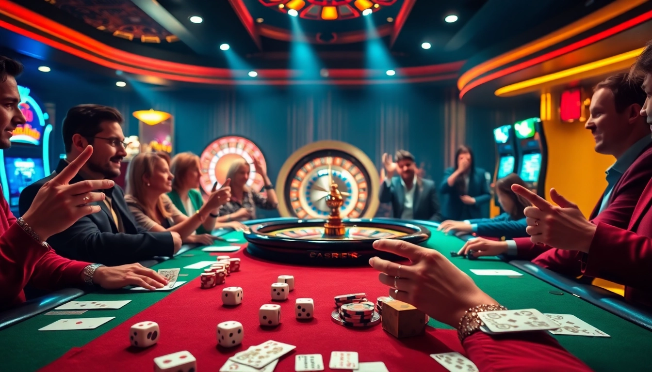 High-stakes poker game at a luxurious casino, showcasing excitement at https://bl555.family/.