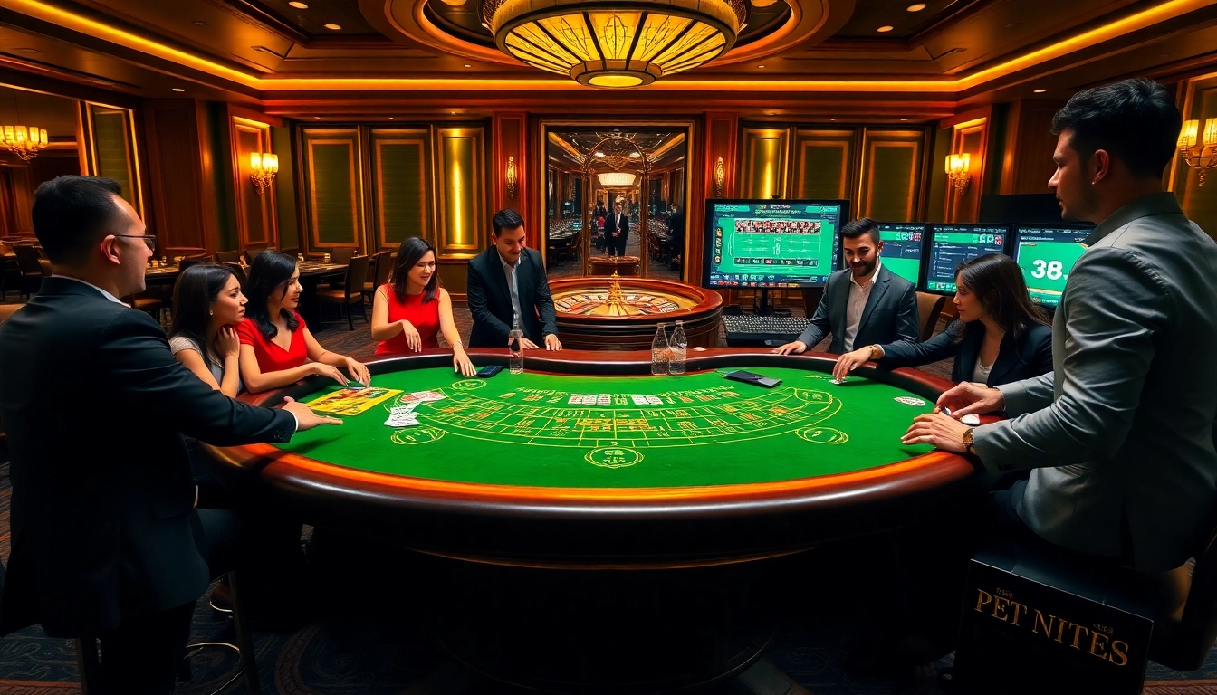 Baccarat table ambiance at a luxurious casino showcasing elegant play involving banca strategies.