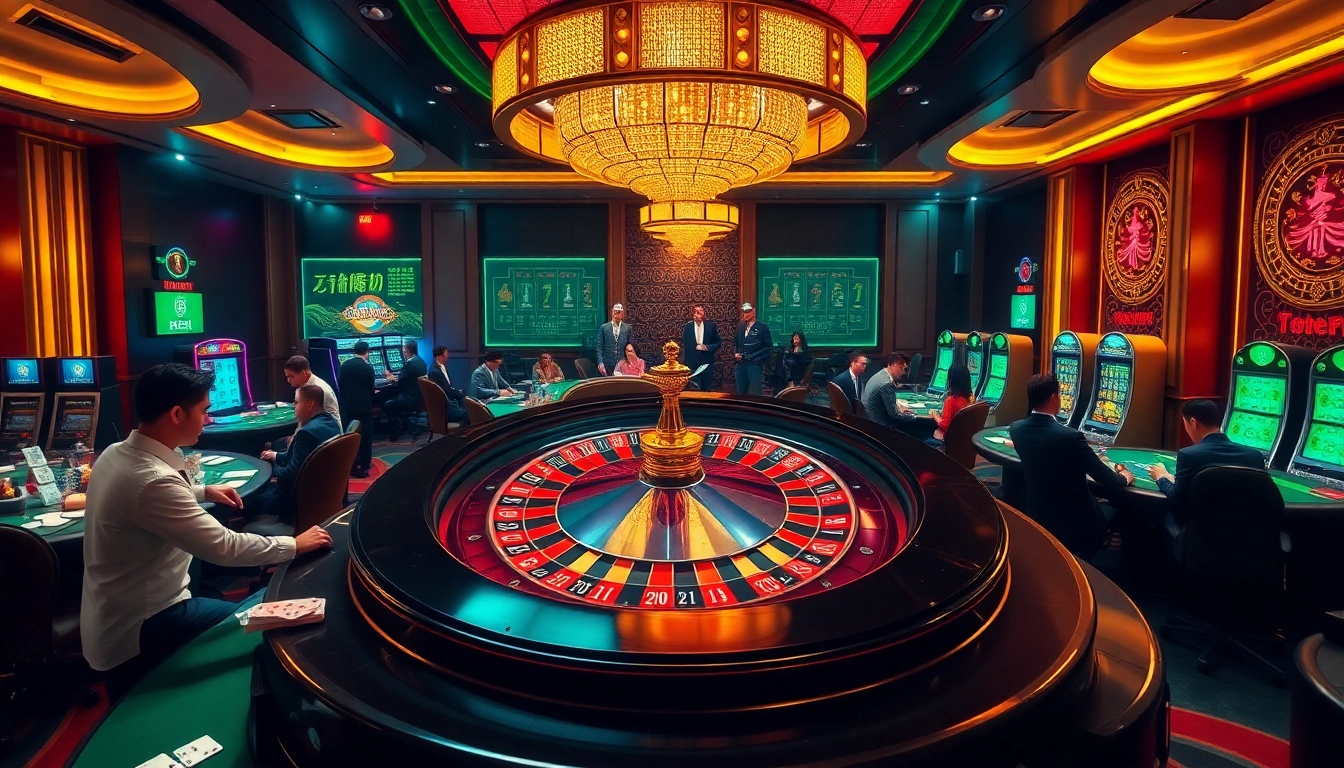 Experience thrilling gameplay in a luxury casino setting featuring 'result china' elements among highlighted tables and games.