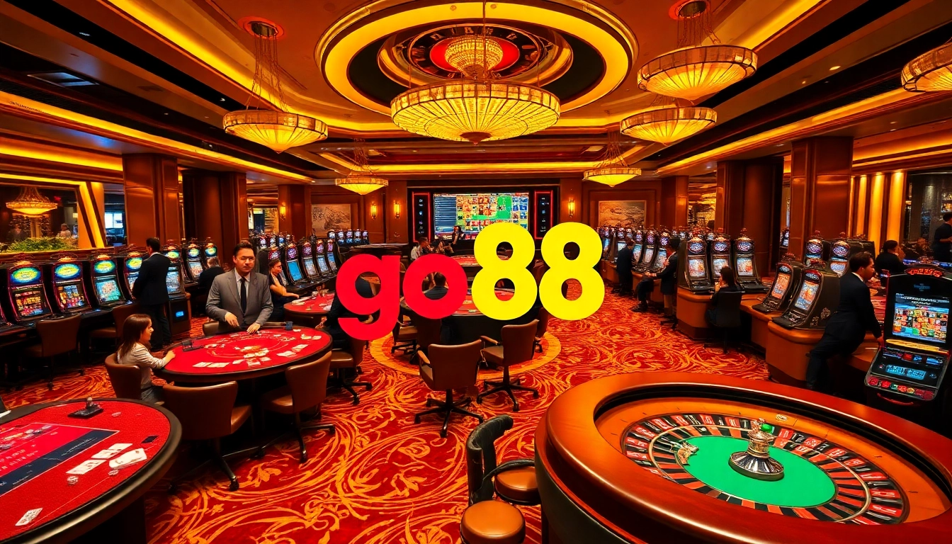 Experience the excitement of go88 with players at vibrant casino tables engaging in thrilling games.