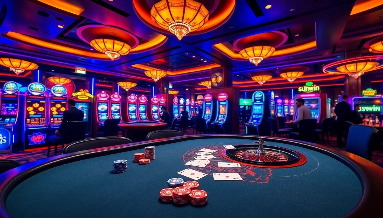 Experience thrilling poker action at sunwin's luxurious casino environment.