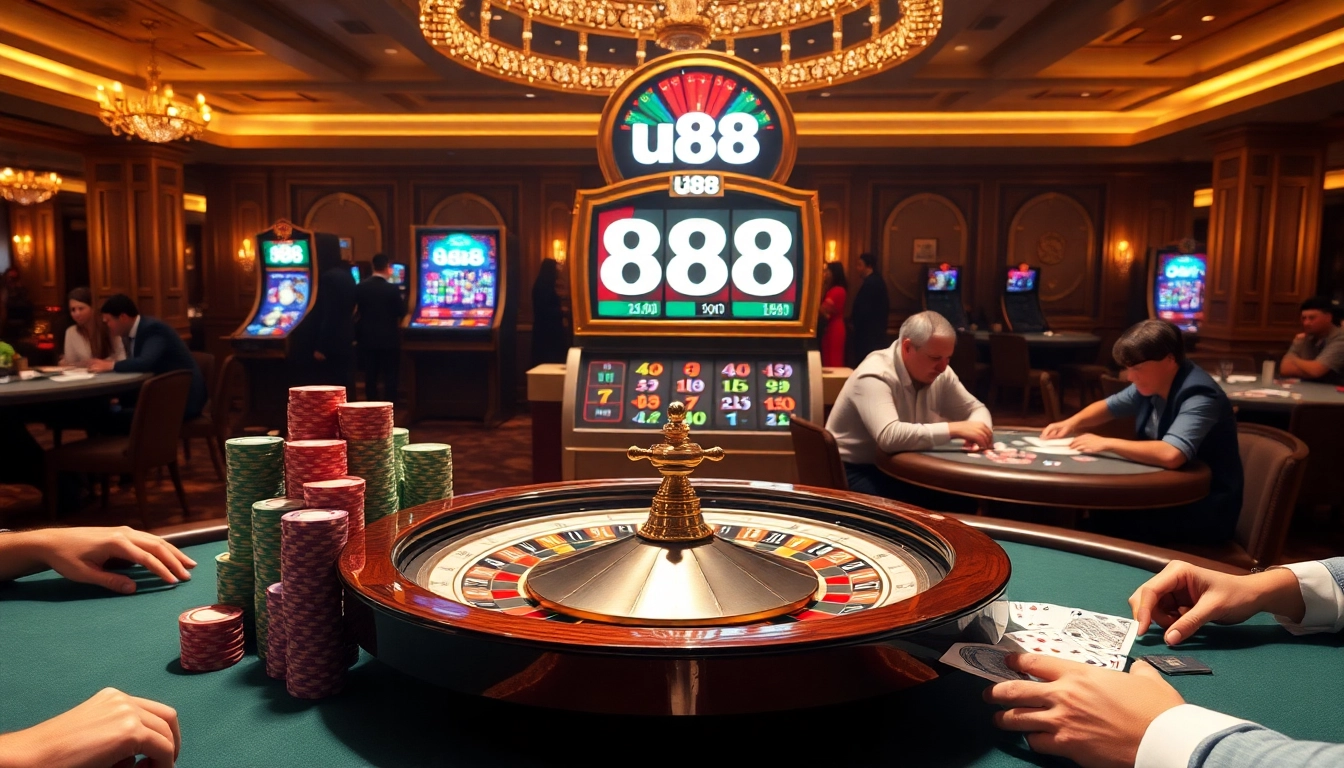 Engage in thrilling gameplay at u 888 casino with vibrant roulette and poker tables.