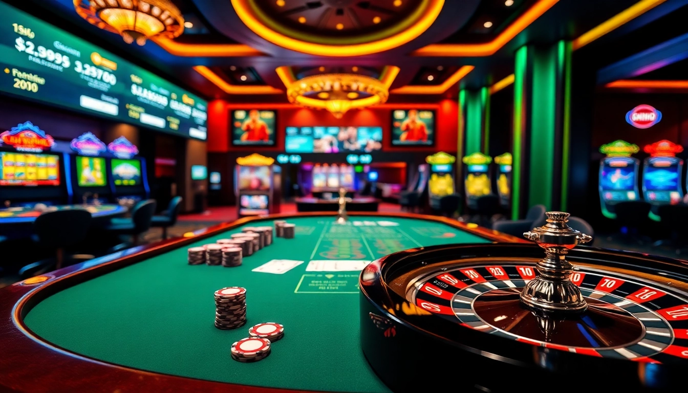 Engaging scene showcasing the excitement of nhà cái NOHU90 with interactive casino elements.