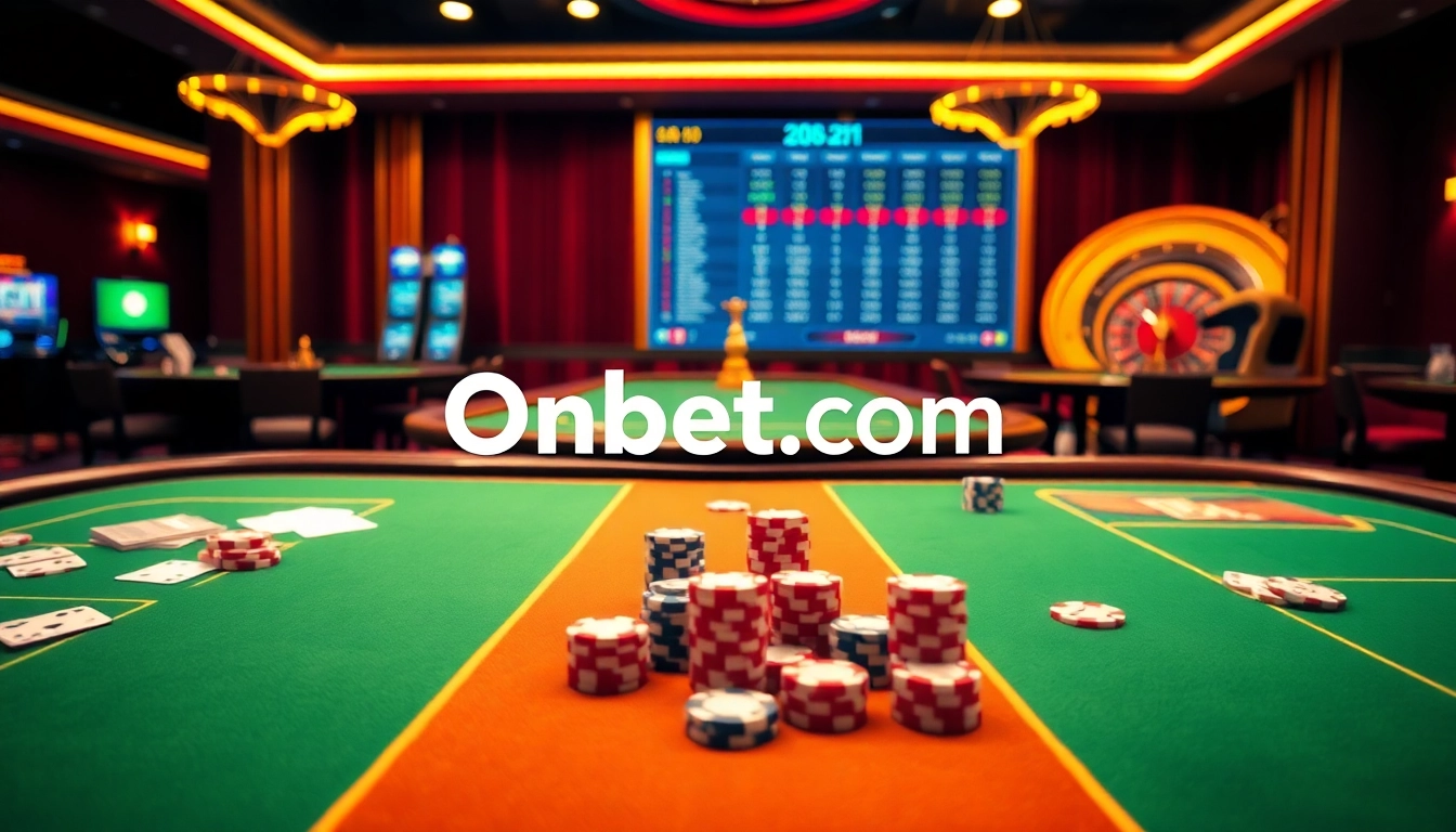 Engage with thrilling games at Onbet com, featuring vibrant casino tables and interactive betting interfaces.
