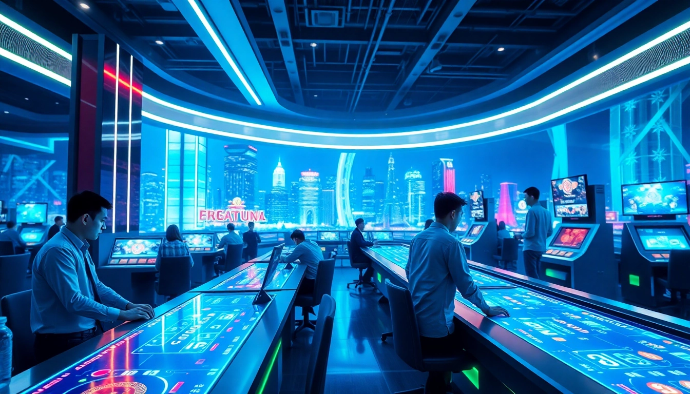 에볼루션의 혁신적인 온라인 카지노 환경에서 게임을 즐기는 장면을 보여줍니다.