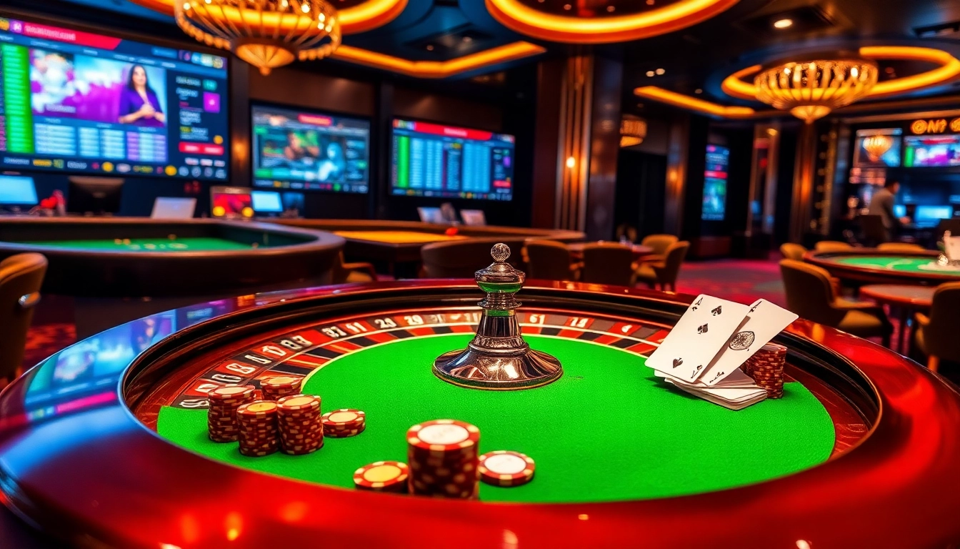 The exhilarating atmosphere of https://mk8th.net/ showcases a luxurious casino with roulette and poker action.